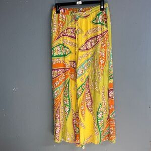 Haute hippie Vibrant Floral Wide Leg Lightweight Pants Medium